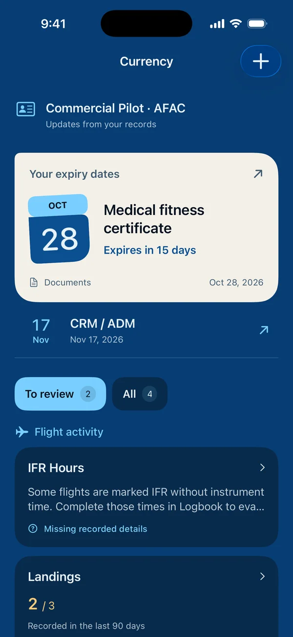 Currency in the app: expiry dates and recent activity