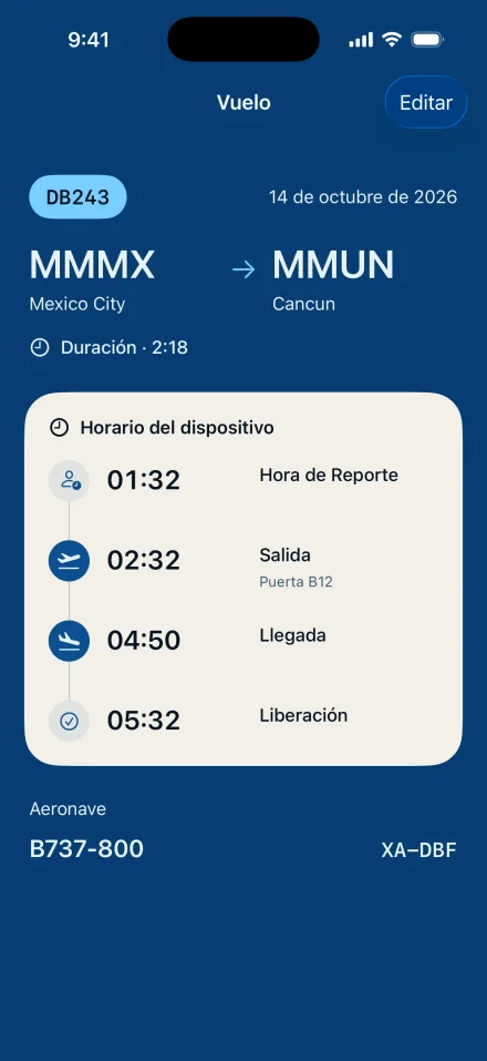 Jornada: reporte, salida y llegada